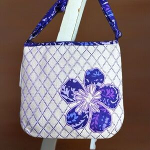 NWT Vera Bradley Beach Crossbody Bag Tropical Tapestry Beige Paisley Amethyst
